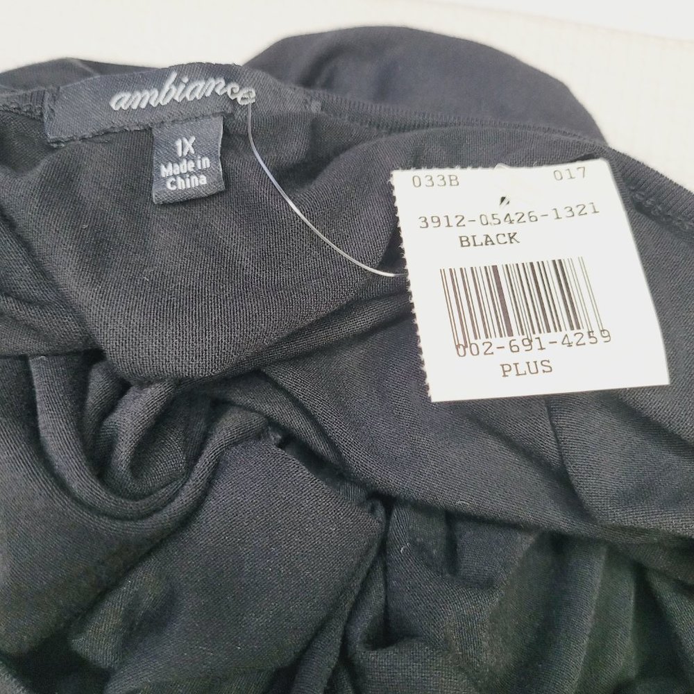 Ambiance Top 1X Women's Tie Short Sleeve Black Scoop Neck Casual Cute Flowy - Picture 6 of 7